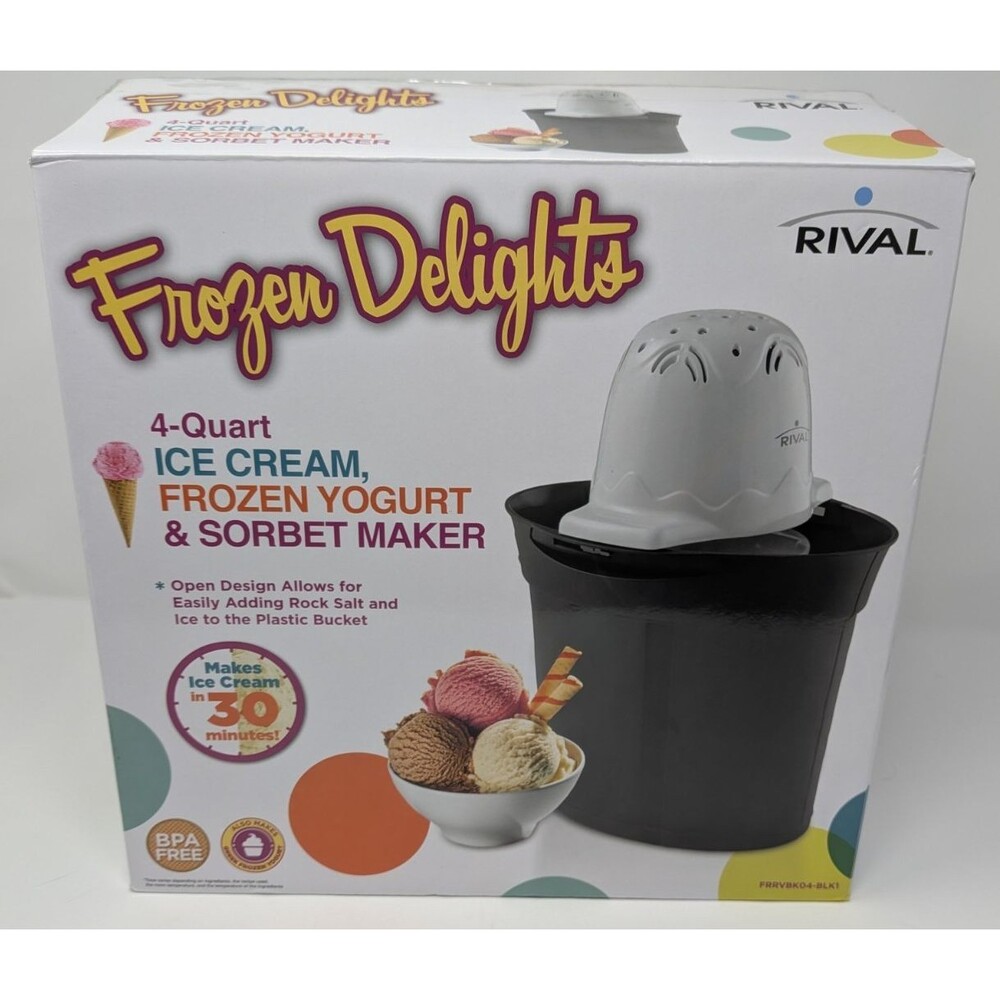 Rival Frozen Delights 4-Qt Ice Cream Frozen Yogurt & Sorbet Maker FRRVBK04